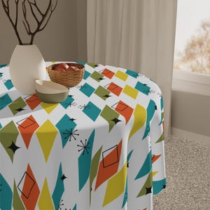Midcentury Modern Tablecloth - Retro Kitchen Decor - 1950&#39;s Style Tablecloths