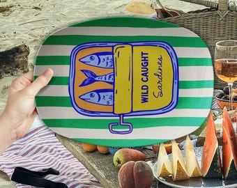 Colorful Sardines Serving Platter with Stripes