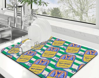 Sardines Kitchen Mat for Drying, Coffee Station, Bar, or Decor
