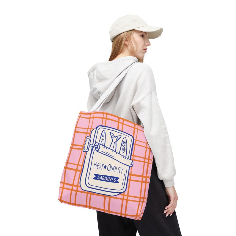 Sardines Tote Bags - Tinned Fish Graphic, Beachy Seaside Shoulder Bag image 6