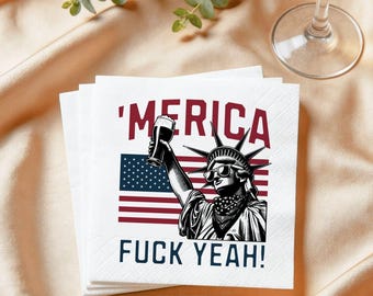 Merca Fuck Yeah - 3-Ply Cocktail / Luncheon Napkins for 4th of July
