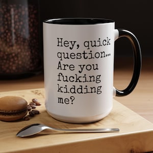 Hey Quick Question Are You Fucking Kidding Me Coffee Mug - Funny Quote Sarcastic Mug - Humorous Gift for Coworker
