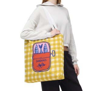 Sardines Tote Bags - Tinned Fish Graphic, Beachy Seaside Shoulder Bag image 4