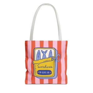 Sardines Tote Bags - Tinned Fish Graphic, Beachy Seaside Shoulder Bag image 10
