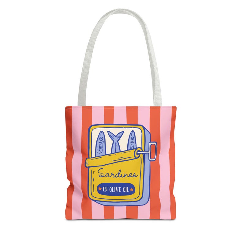 Sardines Tote Bags - Tinned Fish Graphic, Beachy Seaside Shoulder Bag image 10