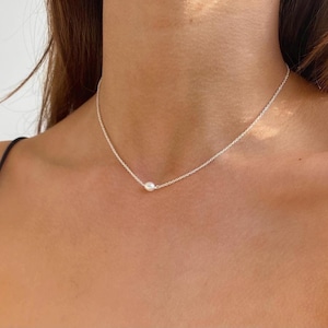 Freshwater Pearl Necklace Sterling Silver 925 Handmade, Pearl Choker Necklace, Dainty Pearl Necklace, Dainty Pearl Jewellery, Minimalist