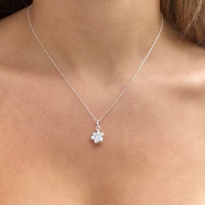 dog paw necklace sterling silver 925 paw pendant