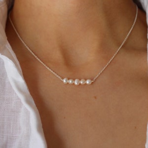 Freshwater Pearl Necklace Sterling Silver 925 Handmade, Pearl Choker Necklace, Dainty Pearl Necklace, Dainty Pearl Minimalist Jewellery
