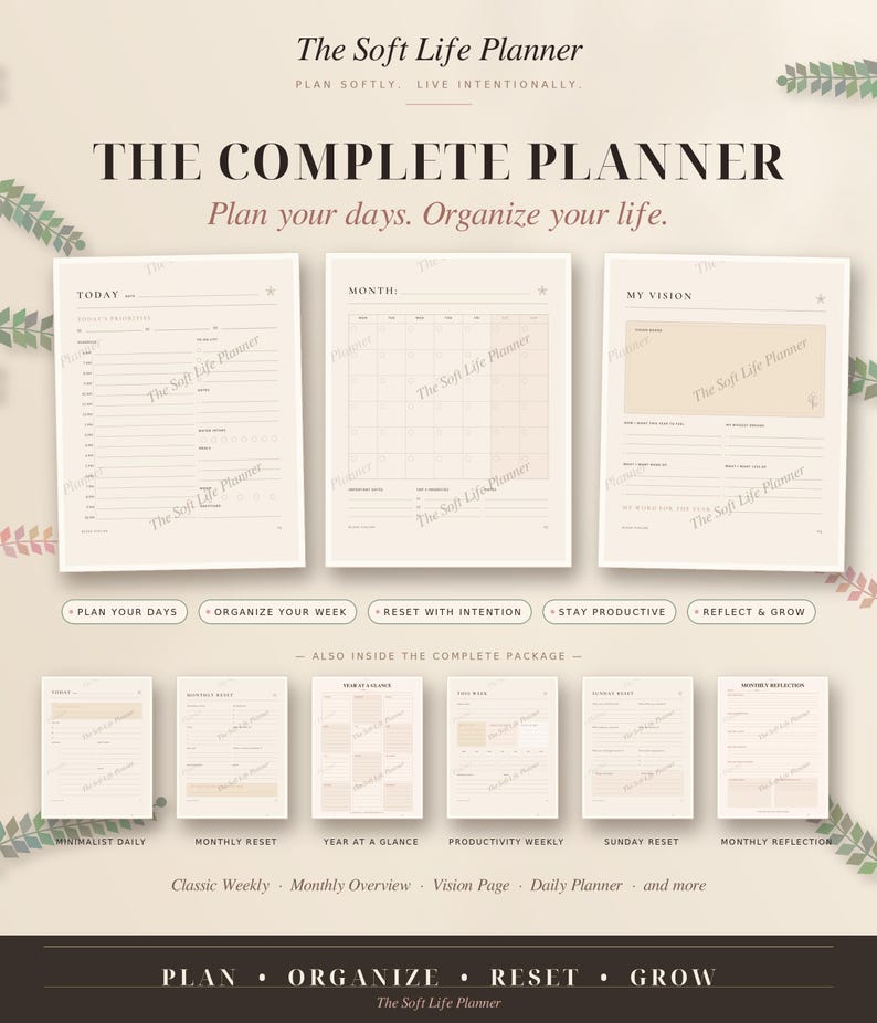 Complete Printable Life Planner | Daily Weekly Monthly Goals ...