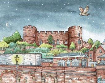 A4 fine art signed print Shrewsbury castle