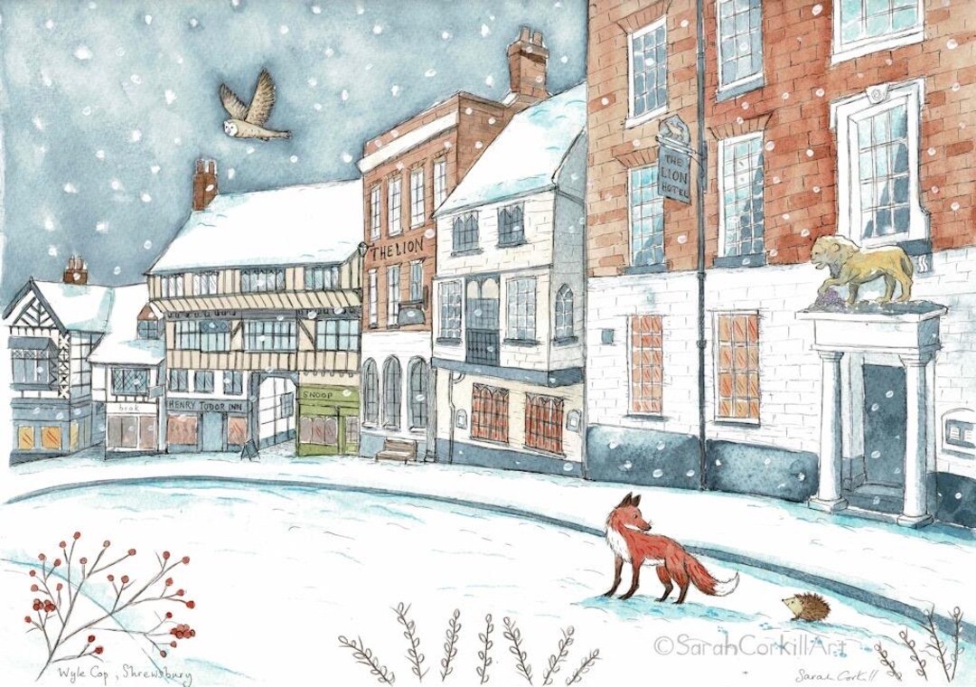 A3 Fine Art Inkjet Print Shrewsbury Wyle Cop in the Snow - Etsy
