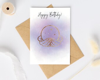 Crystal Ball Birthday Card: Handmade Witchy Birthday (A2)