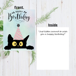 Cute Happy Birthday Black Cat Card| Punny Black Cat Greeting Cards| Happy Birthday Card| Greeting Cards| Funny Greeting Cards| Cat Cards