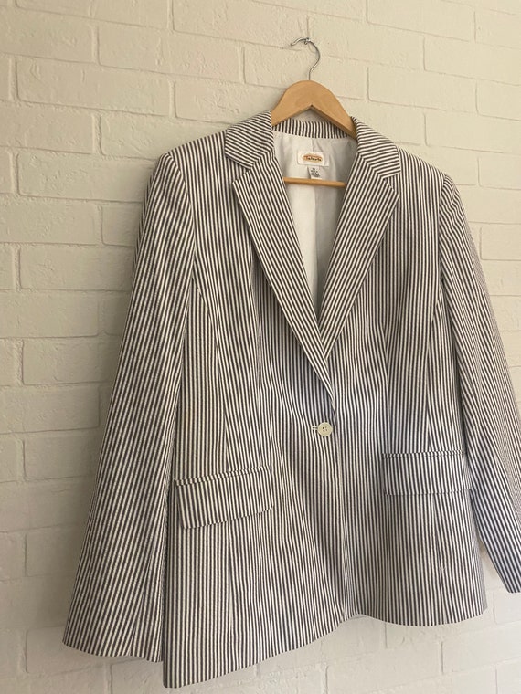 Vintage Talbots Black and White Striped One Button Bl… - Gem