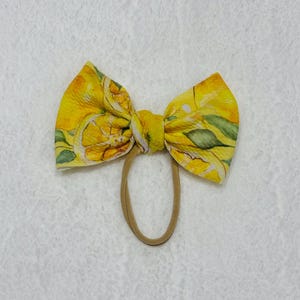 Lemon Baby Bow | Toddler Hair Bow | Summer Lemon Print Bow | Baby Girl Headband | Cute Fruit Hair Accessory