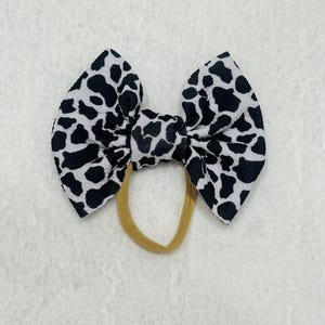 Cow Print Baby/Toddler Bow- On Nylon Headband