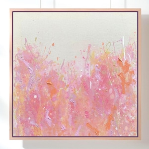 Original artwork 60 x 60 cm I Orange Pink I Unique I Abstract painting on canvas I Acrylic painting I Flowers I Modern wall art
