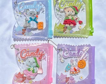 Calico Critter Babies in Candy Themed Keychain