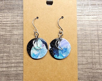 Galaxy polymer clay earrings, Handmade earrings, Dangle earrings, Earrings for space lovers