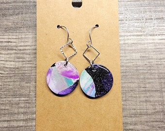 Galaxy polymer clay earrings, Handmade earrings, Dangle earrings, Earrings for space lovers