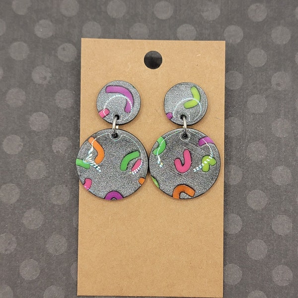 Neon Earrings, 80s Neon Earrings, Sprinkle Earrings, Polymer Clay Earrings, Bright Earrings, Fun Earrings, Party Earrings, Dangle Earrings