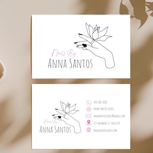 Editable Nail Artist business card template, Canva template, DIY business card,Printable Business card template,Digital Download, beauty