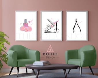 Nail Salon Wall Art Set, Beauty Salon Decor (Digital Download)