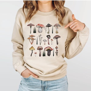 Watercolor Mushroom Crewneck Sweatshirt, Magic Mushroom Sweater, Nature Lover Sweatshirts, Hippie Sweatshirt, Botanical Sweatshirt