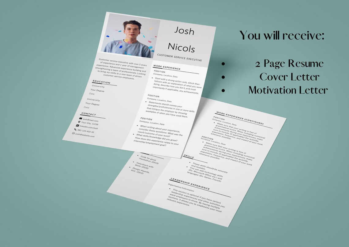 Professional CV Template Word , Cv Template With Photo, MS Word Resume ...