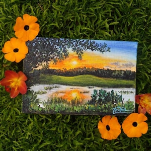 Acryl Landschaft auf Mini Leinwand