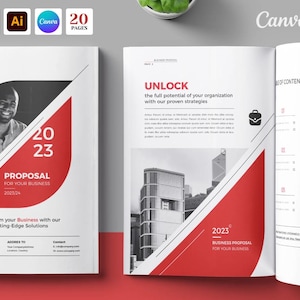 Modelo de proposta comercial de 20 páginas | Canva | Palavra | InDesign | Ilustrador