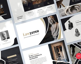 Modèle de présentation PowerPoint pour avocat et avocat / Conception de modèle PowerPoint modifiable avec des diapositives d'infographie PowerPoint modernes