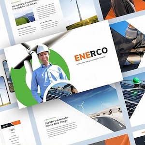 Wind & Solar Energy Presentation Template for PowerPoint / Editable PowerPoint Template Design with Modern PowerPoint Infographics Slides