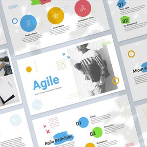 Agile Scrum PowerPoint-sjabloon, Scrum-procespresentatie, dia's voor projectmanagement, Agile workflow PPT, bewerkbare dia's