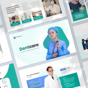 Google Slides-Präsentationsvorlage für Zahnärzte und Zahnkliniken / Bearbeitbares PowerPoint-Vorlagendesign mit modernen PowerPoint-Infografik-Folien