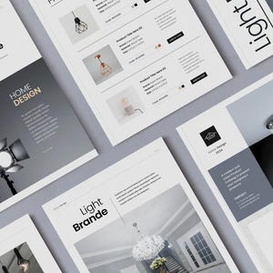 May include: A product catalogue for home lighting design. The cover features a modern chandelier hanging from a white ceiling. The catalogue is titled "Light Brands" and "Catalogue 2024".