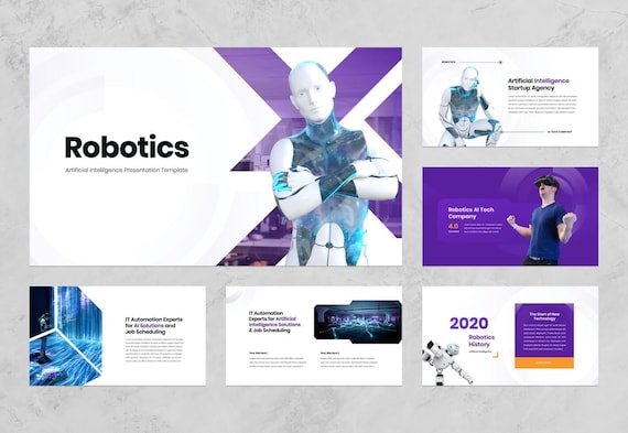 Artificial Intelligence PowerPoint Presentation Template / Editable PowerPoint Template Design with Modern PowerPoint Infographics Slides
