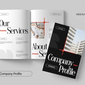 Company Profile Modern Architecture White and Red / Microsoft Word / Canva / InDesign