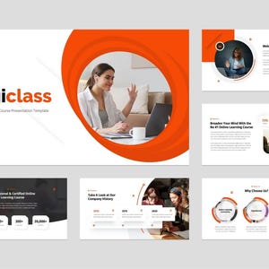 Online Learning Course PowerPoint Presentation Template / Editable PowerPoint Template Design with Modern PowerPoint Infographics Slides