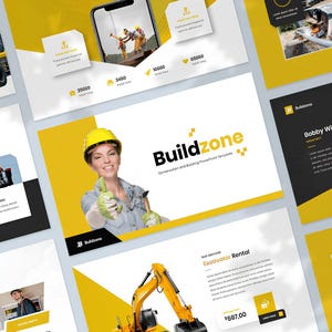 Construction & Building PowerPoint Presentation Template / Editable PowerPoint Template Design with Modern PowerPoint Infographics Slides