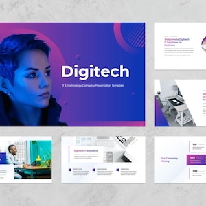 IT and Technology Company PowerPoint Presentation Template / Editable PowerPoint Template Design with Modern PowerPoint Infographics Slides