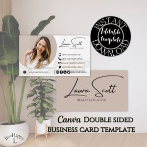 Business card template | DIY Business card | Modern editable business card | Card template | Entrepreneur | Real estate marketing|Beige card