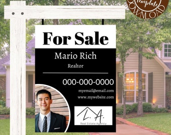 Realtor 'For Sale' Yard Sign Template | Vertical Real Estate Signage (Digital Download)