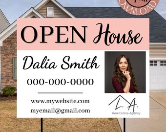 Open house yard sign template | Real estate yard sign | Realtor marketing | Open house signage | 100% Customizable | Open house | Yard Sign
