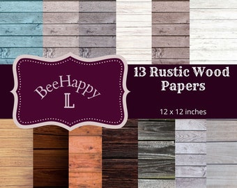 Rustic Wood Digital Paper: Textured Backgrounds (JPG, 12x12, Commercial Use)