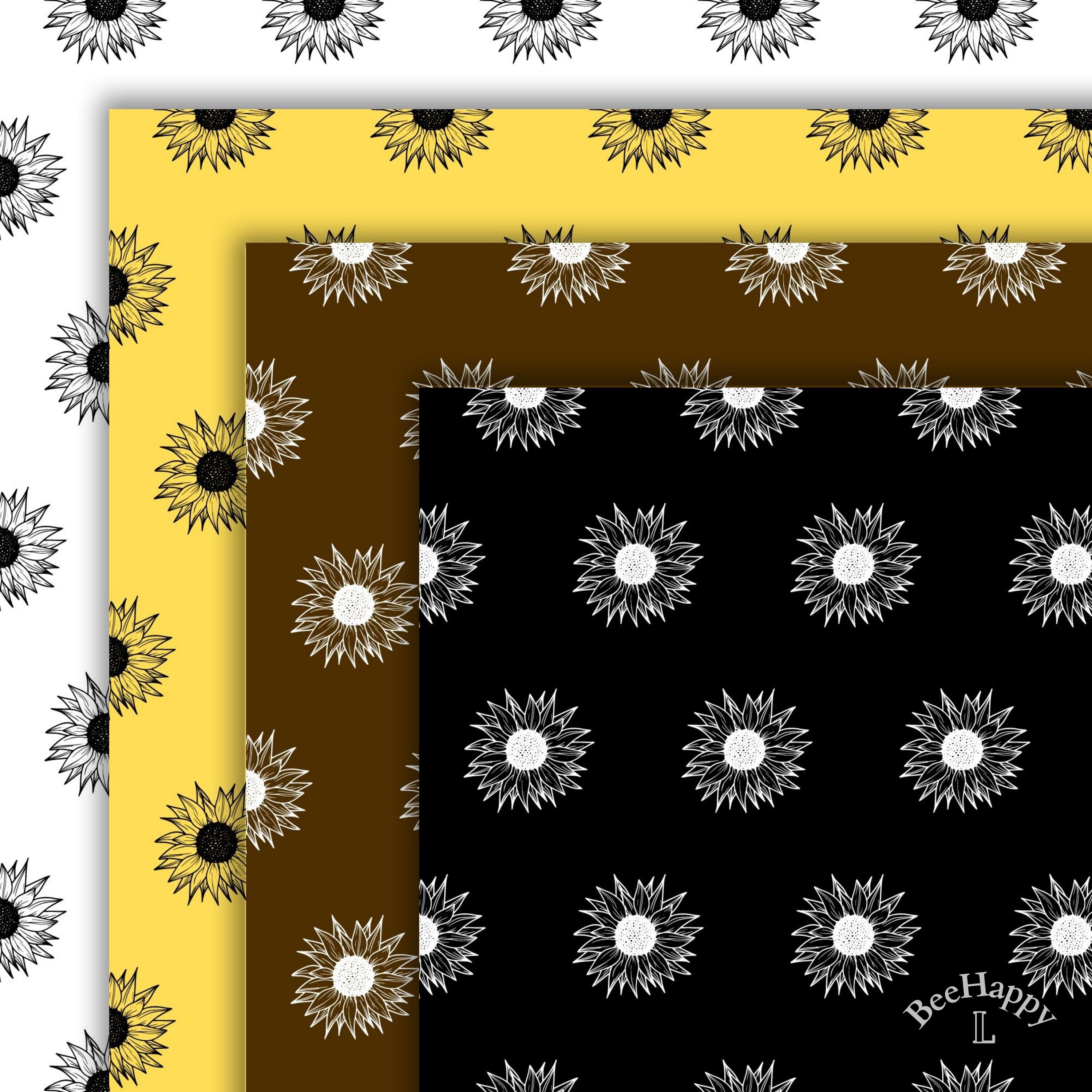 Sunflower Digital Paper Pack | Yellow Flower Bouquet | Floral Pattern ...
