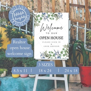 Open House Welcome Sign | Real Estate Printable | Agent Printables | Real Estate Marketing | Real Estate Farming | Realtor | Canva Template