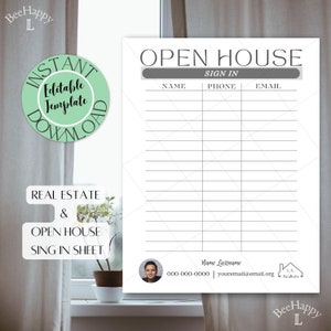 Open house sign-in sheet | Realtor |Open house sign-in sheet template | Real estate printable | Open house | Realtor marketing | Real estate