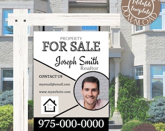 Beige Real estate yard sign template | Property for sale sign | Realtor marketing | For sale signage | Customizable | For sale | yard sign