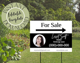 Real estate yard sign template | Home for sale sign | Realtor marketing | For sale signage | 100% Customizable | For sale | yard sign | Sold
